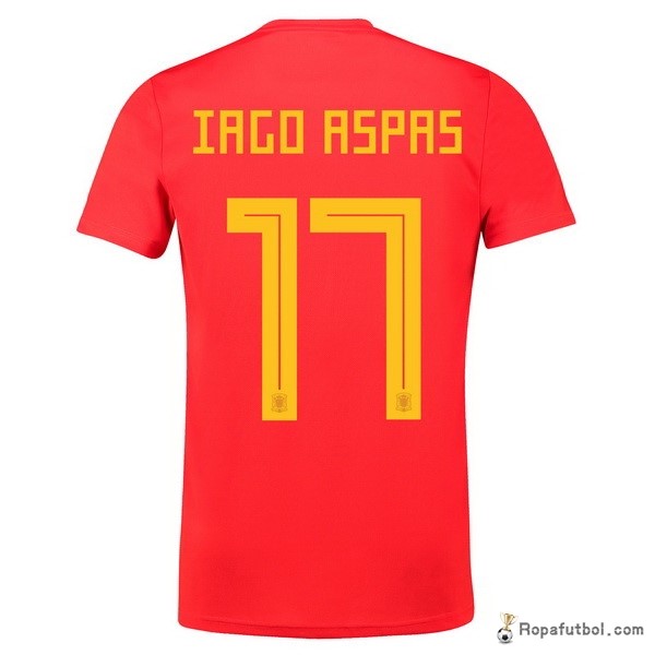 Camiseta España Replica Primera Ropa Iago Aspas 2018 Rojo